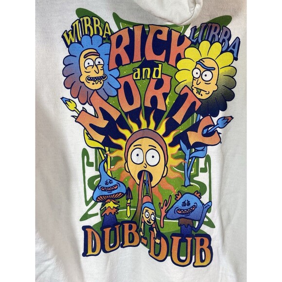 Rare Rick and Morty Dub Dub White Hoodie Size XL - Picture 3 of 14